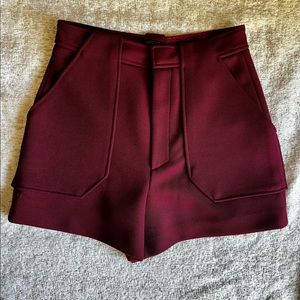 Zara high waisted burgundy dress shorts size M